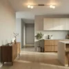 Plafón Imelo, marrón, 4 luces, cristal, longitud 140 cm