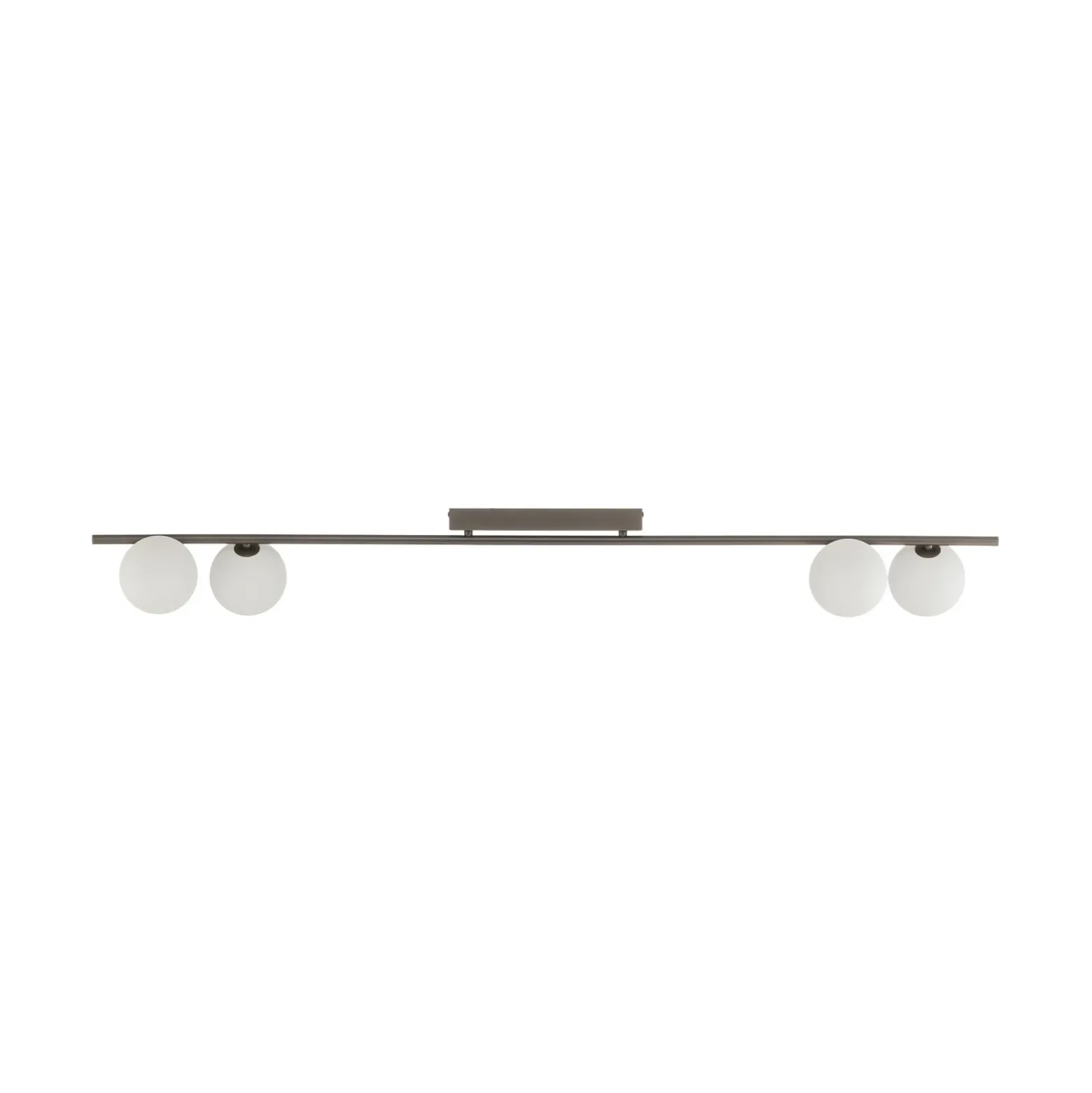 Plafón Imelo, marrón, 4 luces, cristal, longitud 140 cm