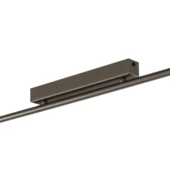 Plafón Imelo, marrón, 4 luces, cristal, longitud 140 cm