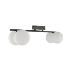 Plafón Imelo, marrón, 4 luces, cristal, longitud 140 cm