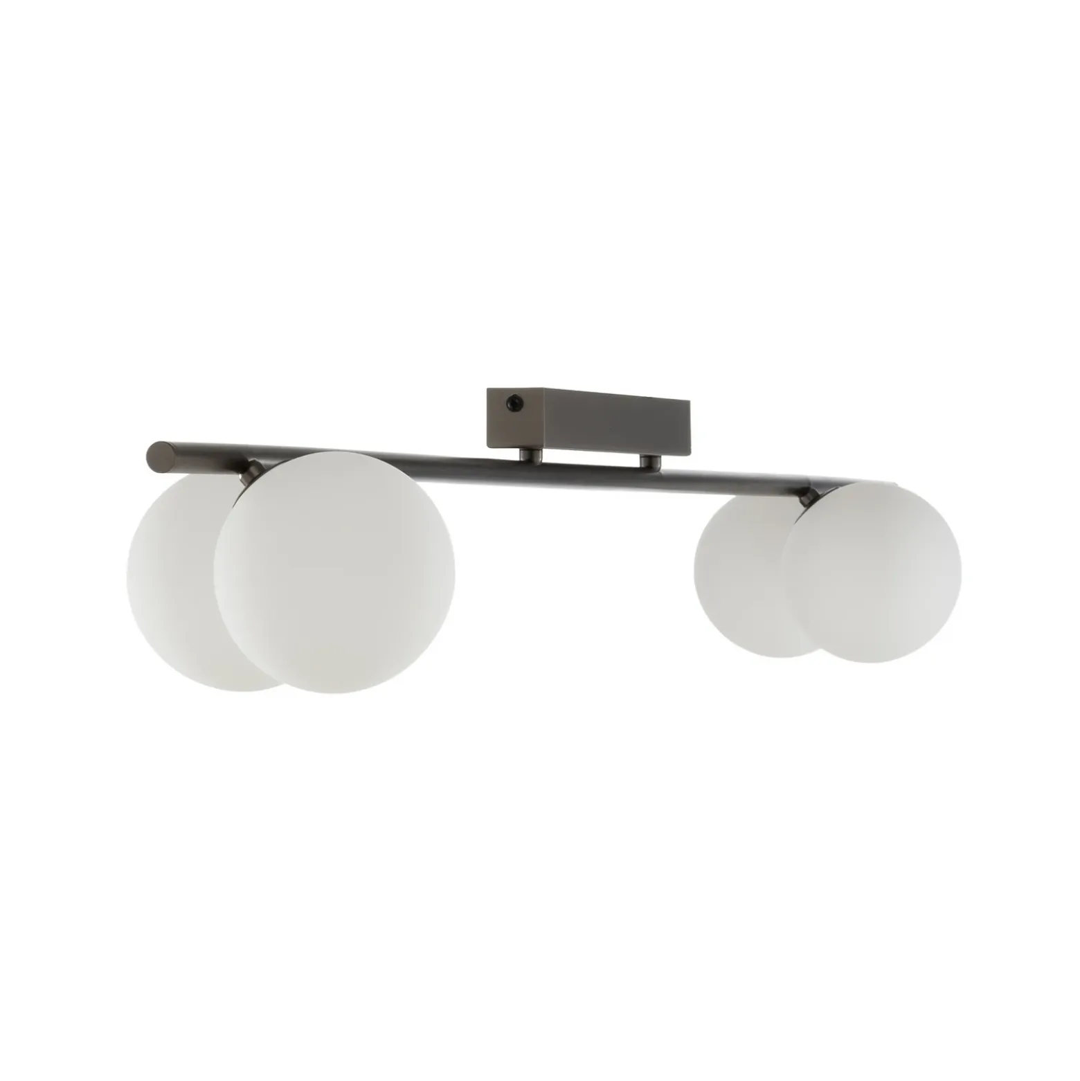 Plafón Imelo, marrón, 4 luces, cristal, longitud 140 cm