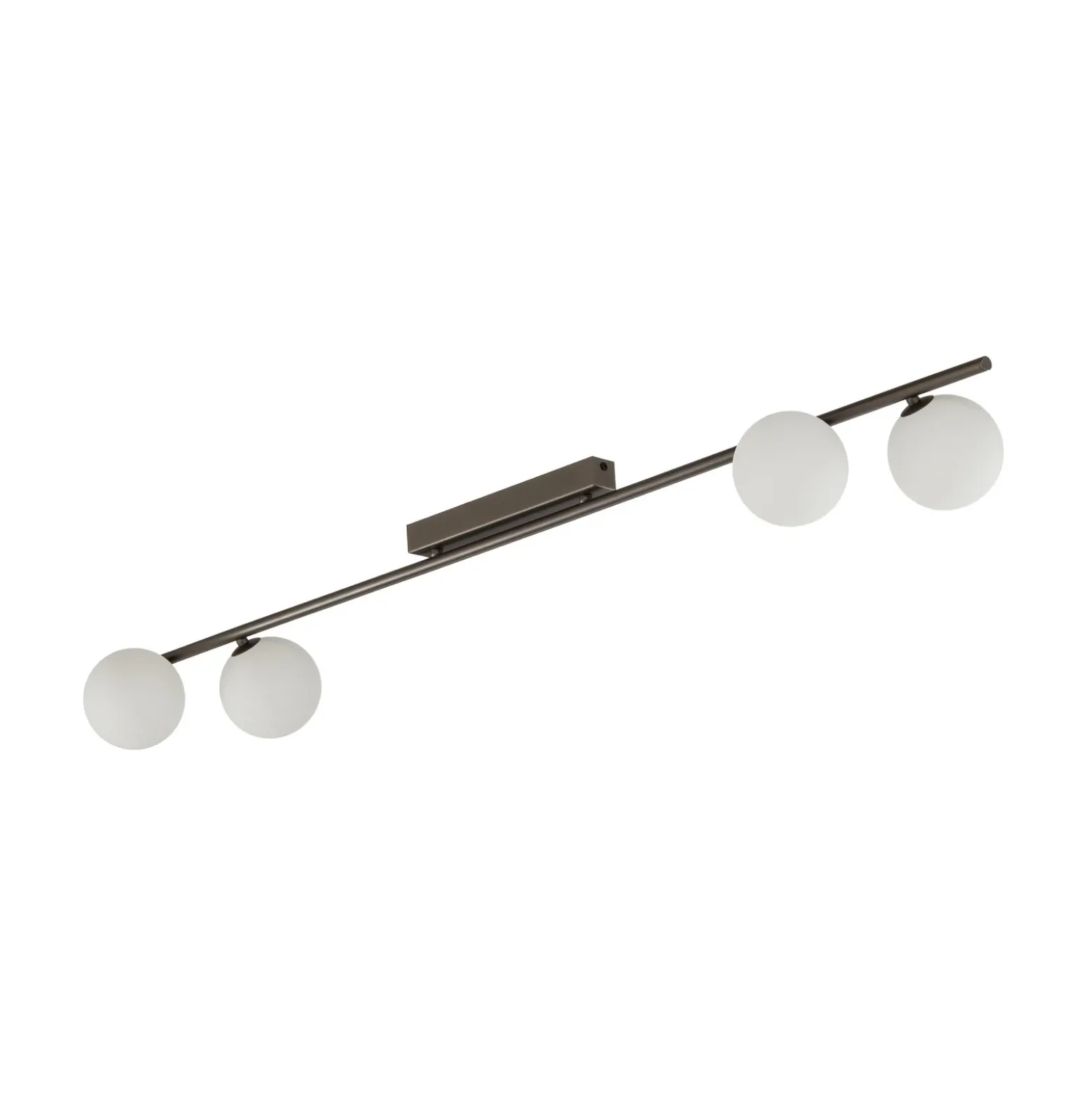 Plafón Imelo, marrón, 4 luces, cristal, longitud 140 cm