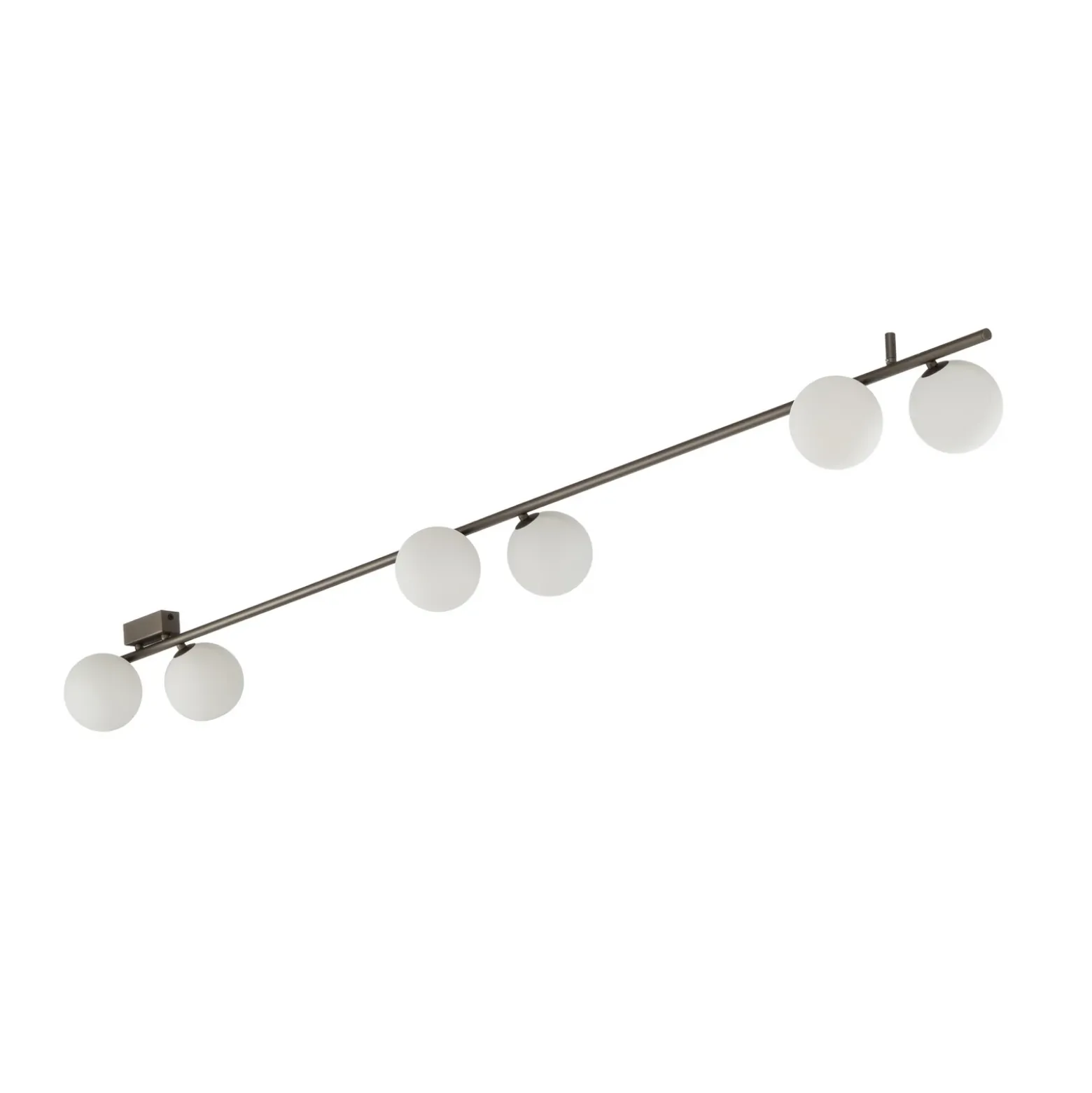 Plafón Imelo, marrón, 6 luces, cristal, longitud 200 cm