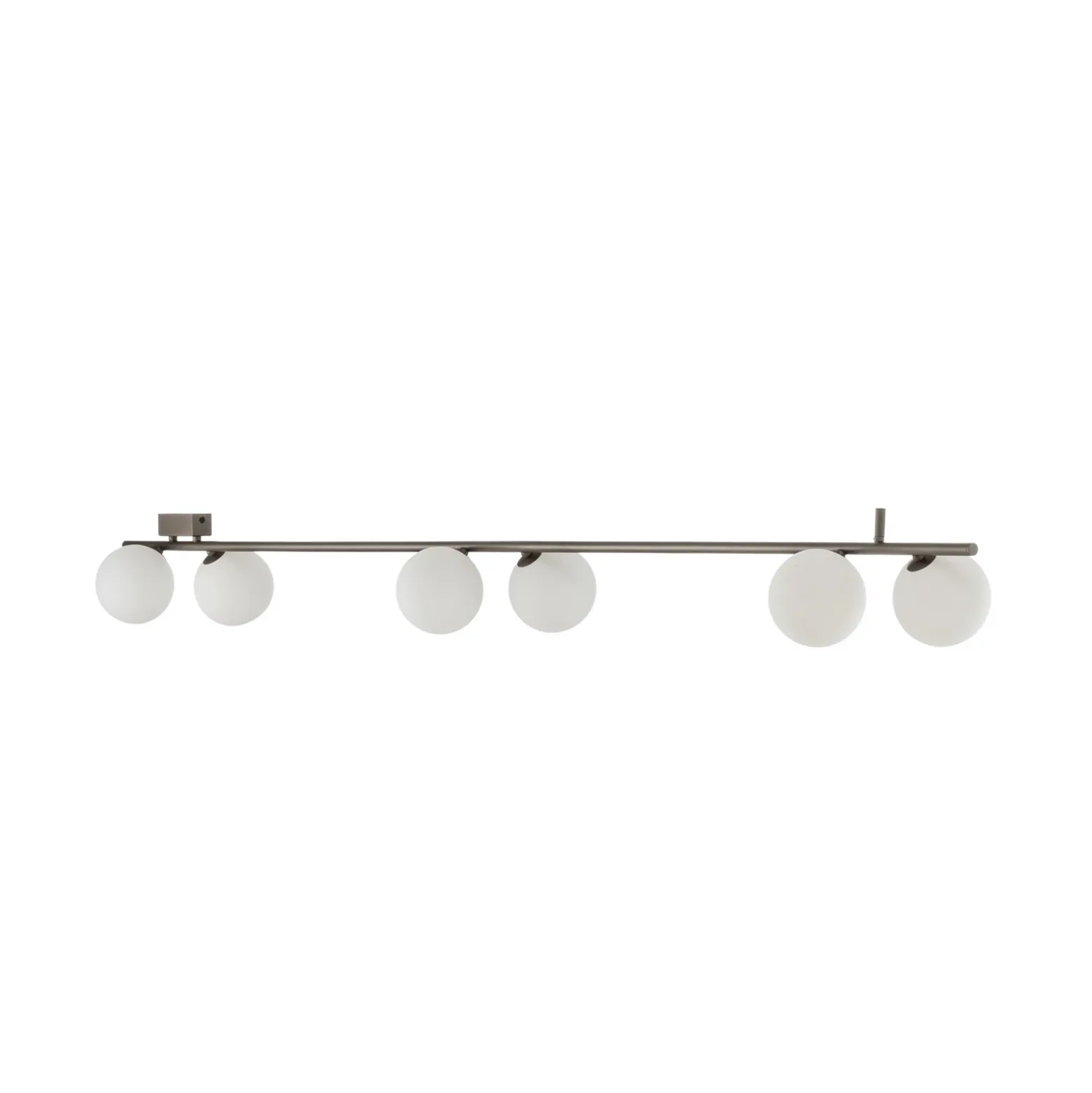 Plafón Imelo, marrón, 6 luces, cristal, longitud 200 cm