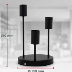 Plafón Indu, negro, metal, 3 luces, E27