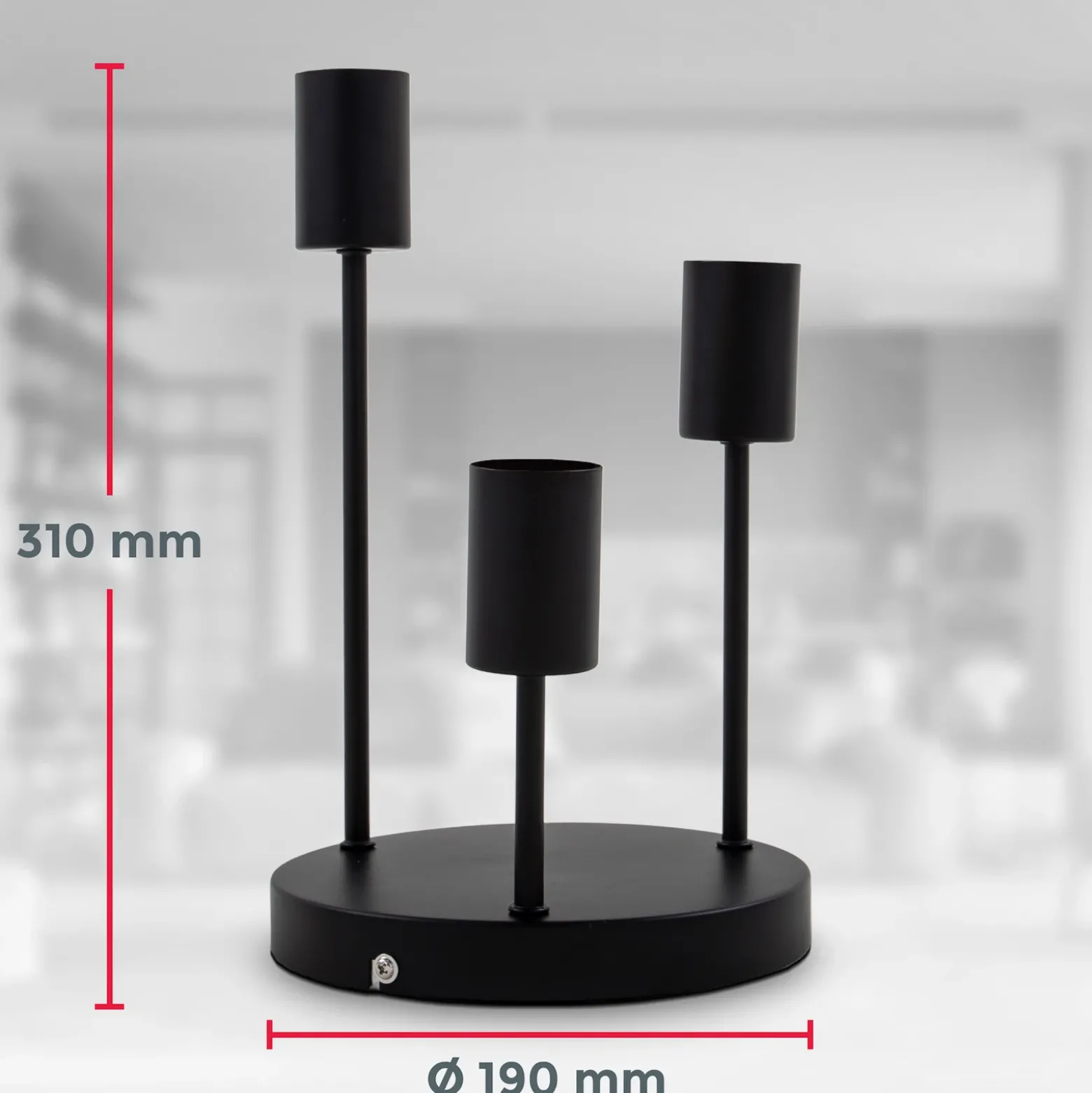 Plafón Indu, negro, metal, 3 luces, E27