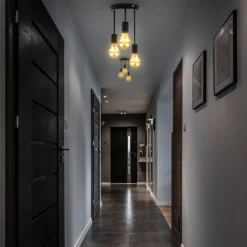 Plafón Indu, negro, metal, 3 luces, E27