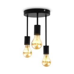 Plafón Indu, negro, metal, 3 luces, E27
