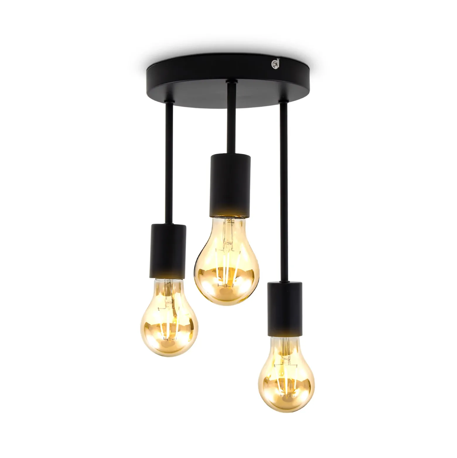 Plafón Indu, negro, metal, 3 luces, E27