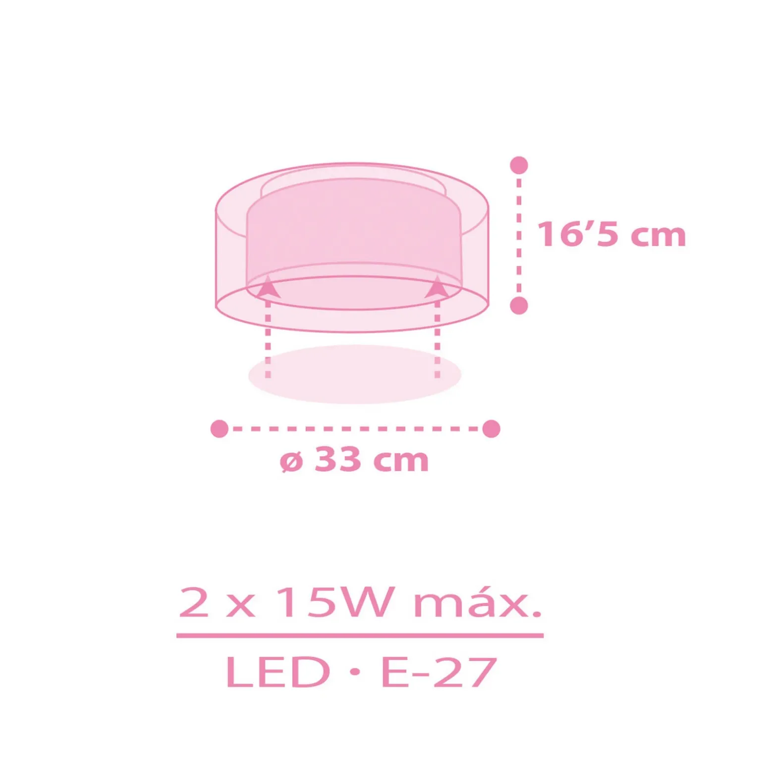 Plafón infantil Dalber UNICORNS, rosa, 1 luz