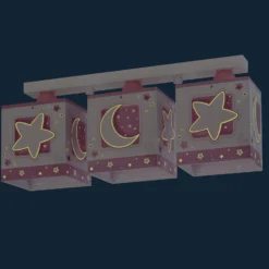 Plafón infantil Moonlight, 3 luces, rosa