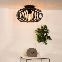 Plafón jaula Manuela, Ø 40 cm, negro