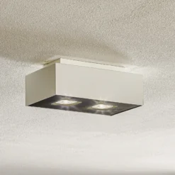 Plafón Kasi de acero en blanco, 2 luces
