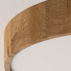 Plafón Kerio, Ø 47 cm, madera de roble natural