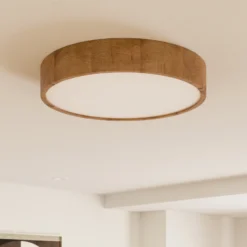 Plafón Kerio, Ø 47 cm, madera de roble natural