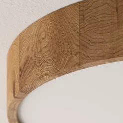 Plafón Kerio, Ø 47 cm, madera de roble natural