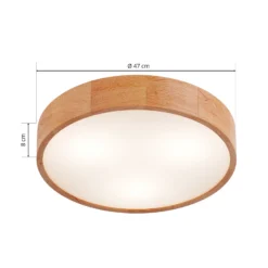 Plafón Kerio, Ø 47 cm, madera de roble natural
