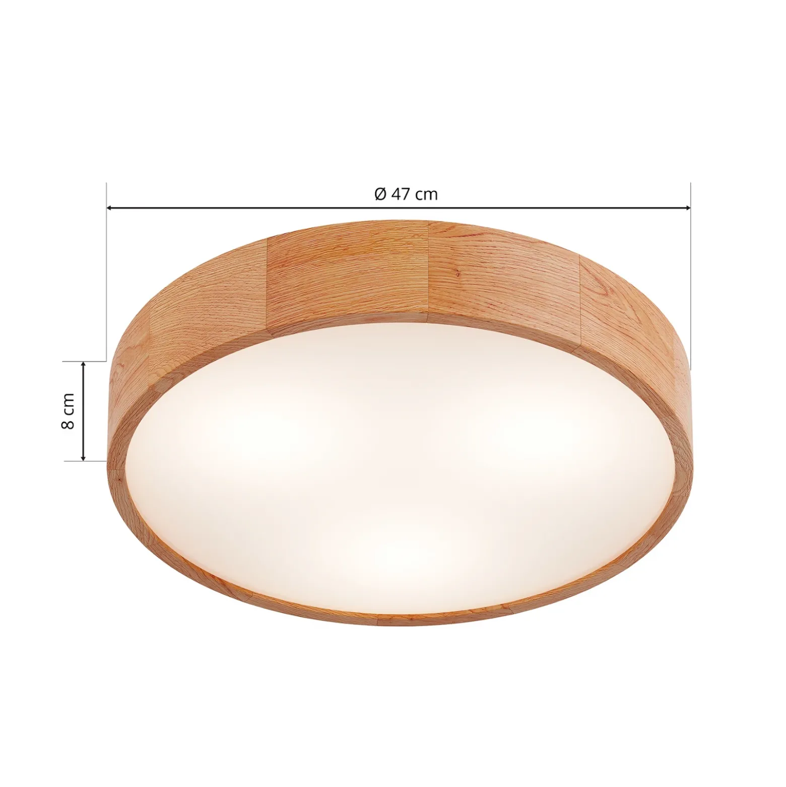 Plafón Kerio, Ø 47 cm, madera de roble natural
