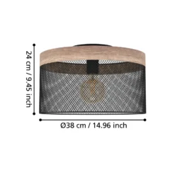 Plafón Kilnsdale, Ø 38 cm, negro/marrón, acero