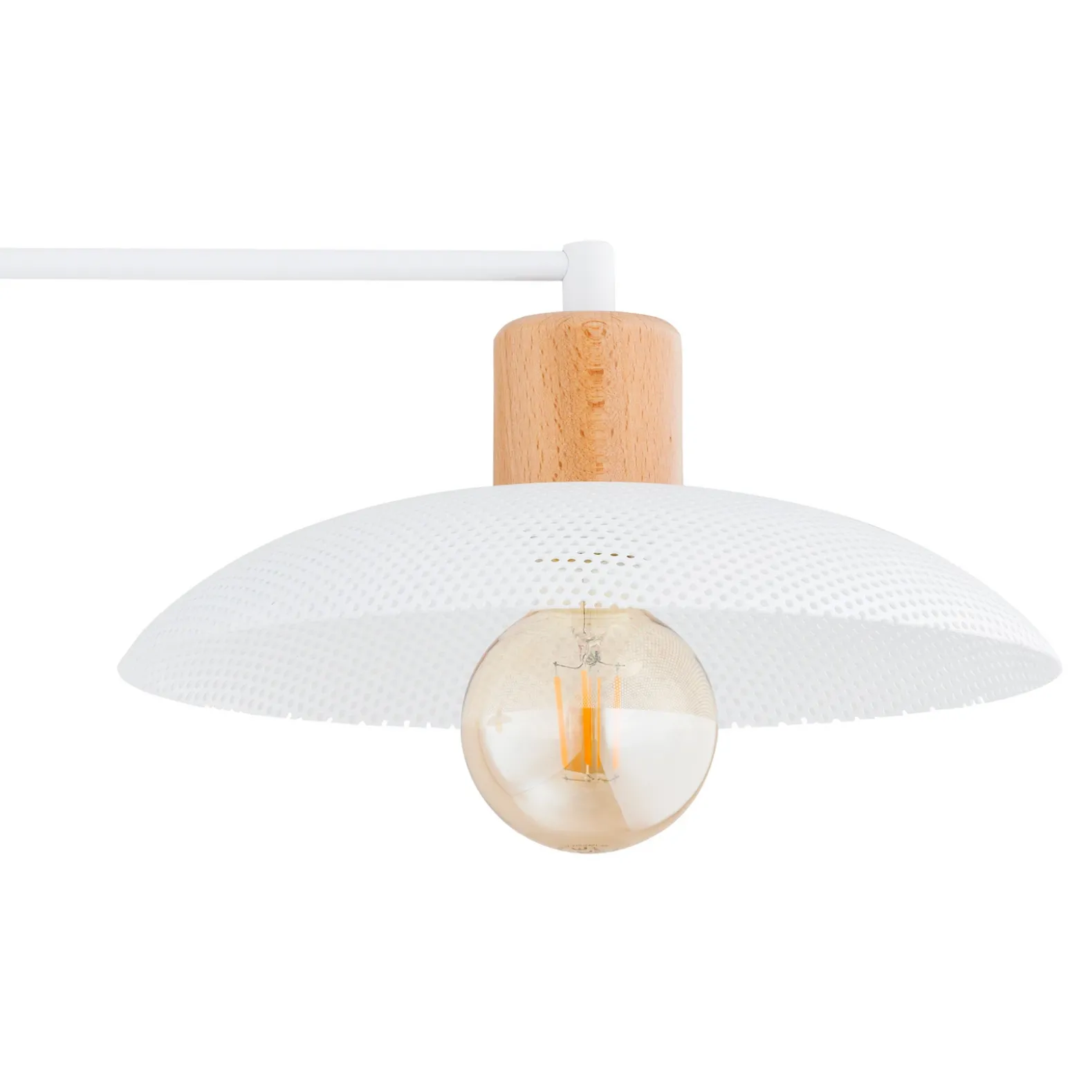 Plafón Kobe, 2 luces, acero, madera, blanco