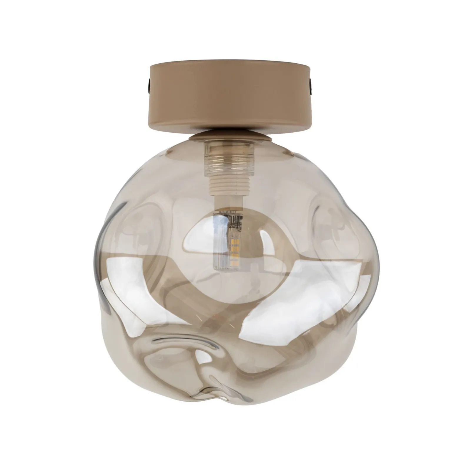 Plafón Lava, arena/coñac, cristal, Ø 15 cm, G9