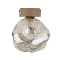 Plafón Lava, arena/coñac, cristal, Ø 15 cm, G9