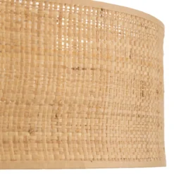 Plafón Leano, madera clara, ratán, Ø 50 cm