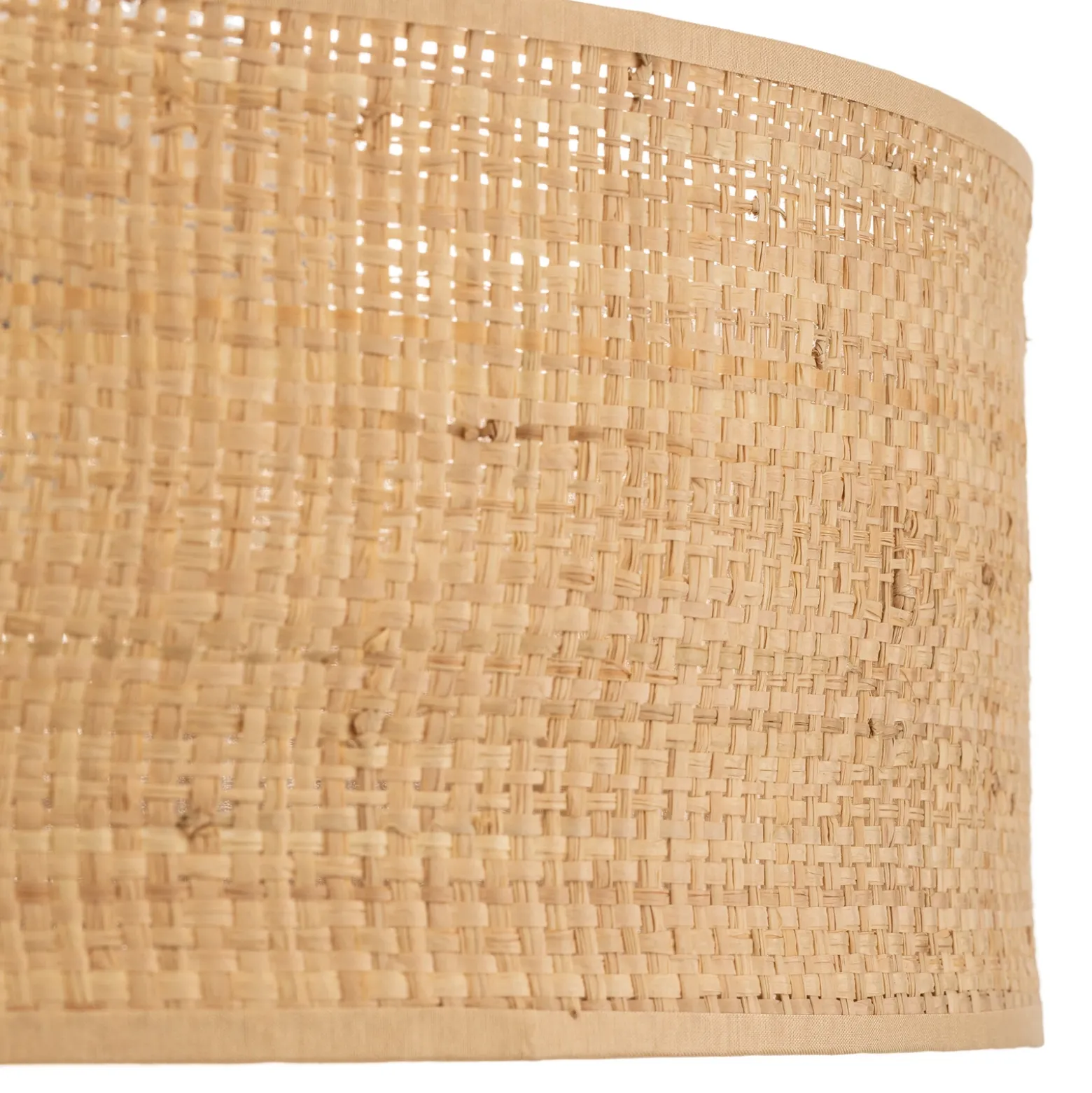 Plafón Leano, madera clara, ratán, Ø 50 cm