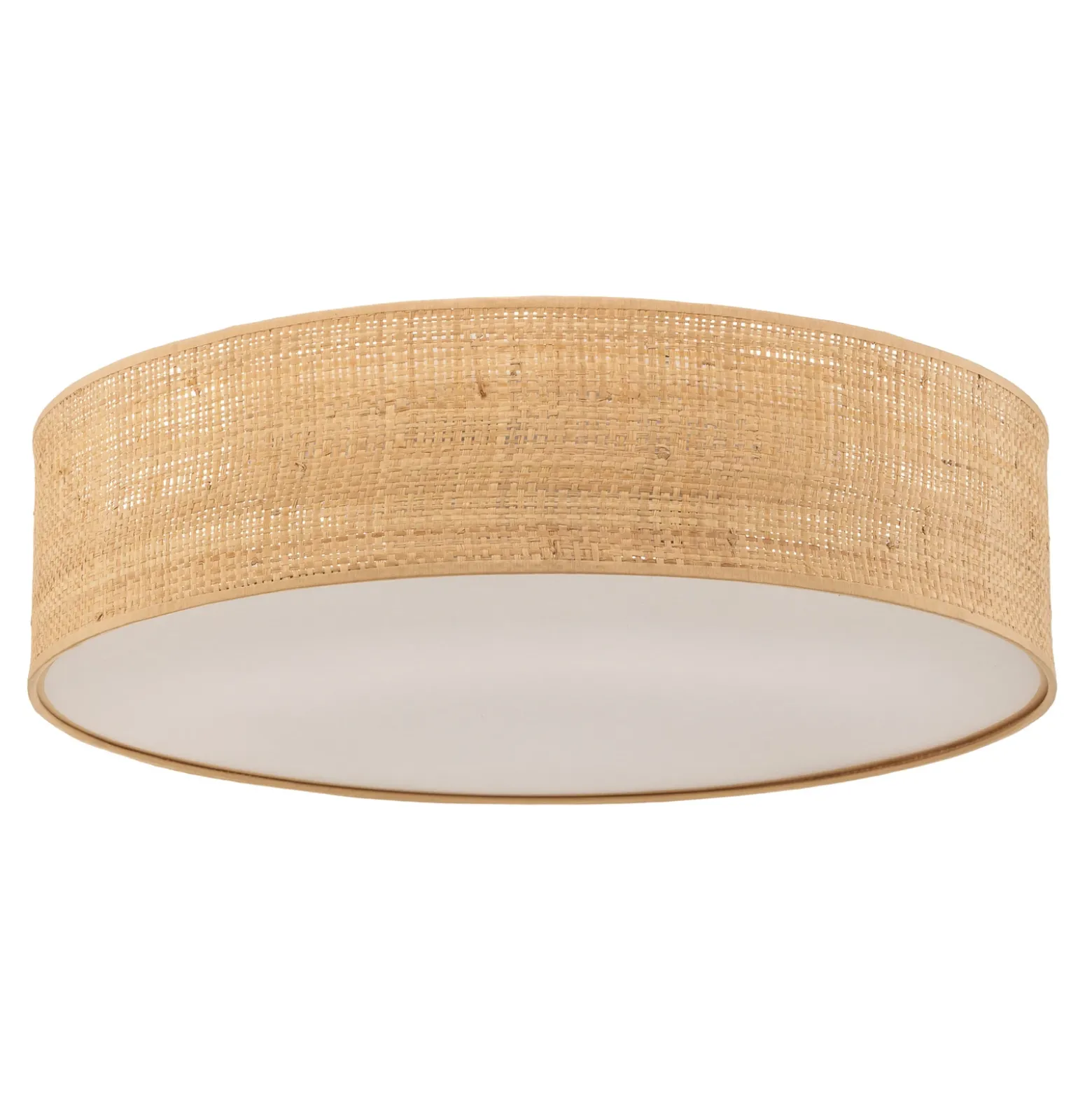 Plafón Leano, madera clara, ratán, Ø 50 cm