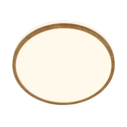 Plafón LED Acorus, Ø 28 cm, blanco/color madera, IP44