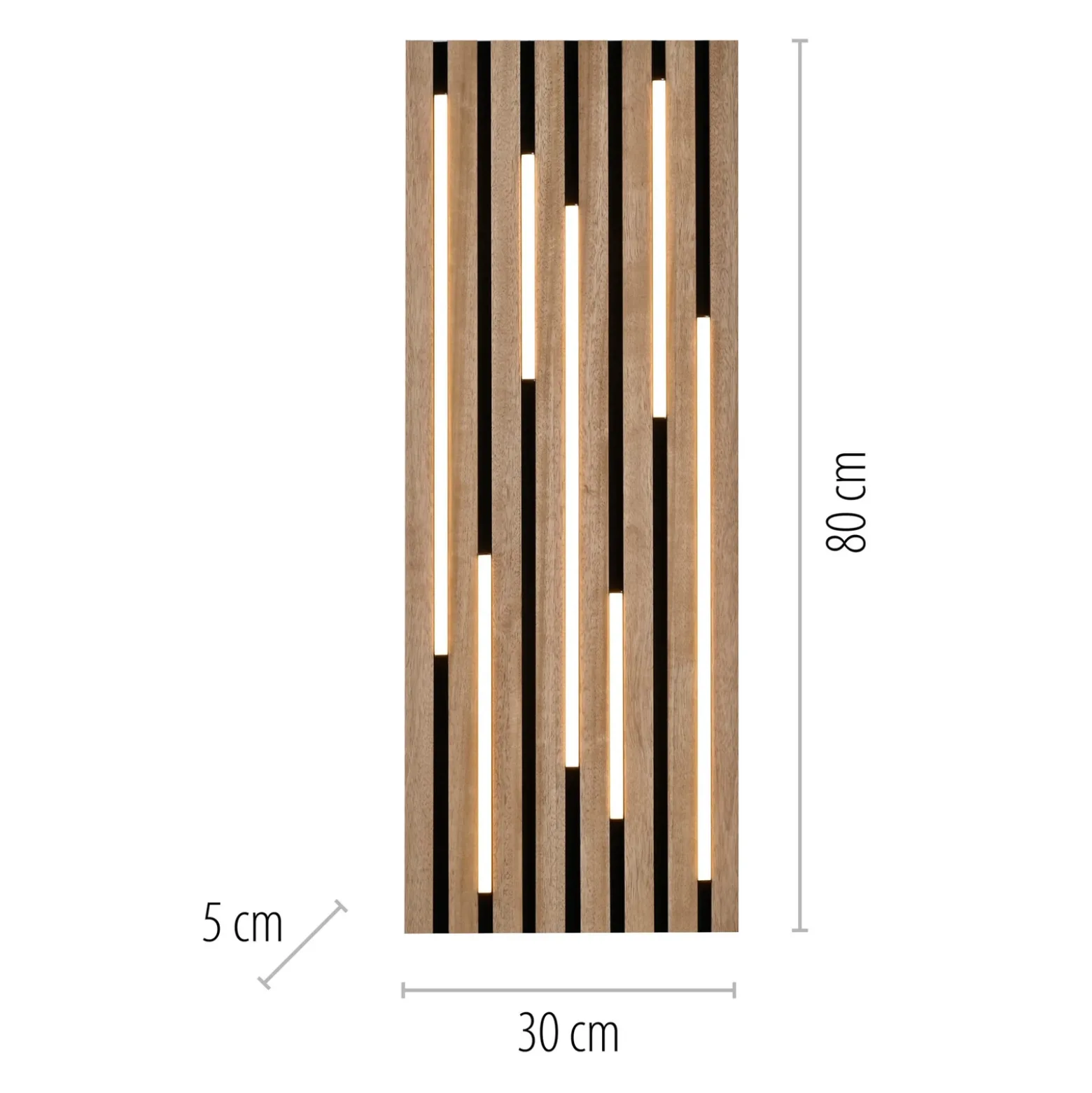 Plafón LED Acústico, 80 x 30 cm, madera natural, metal