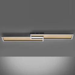 Plafón LED Amara, dos rectángulos, negro