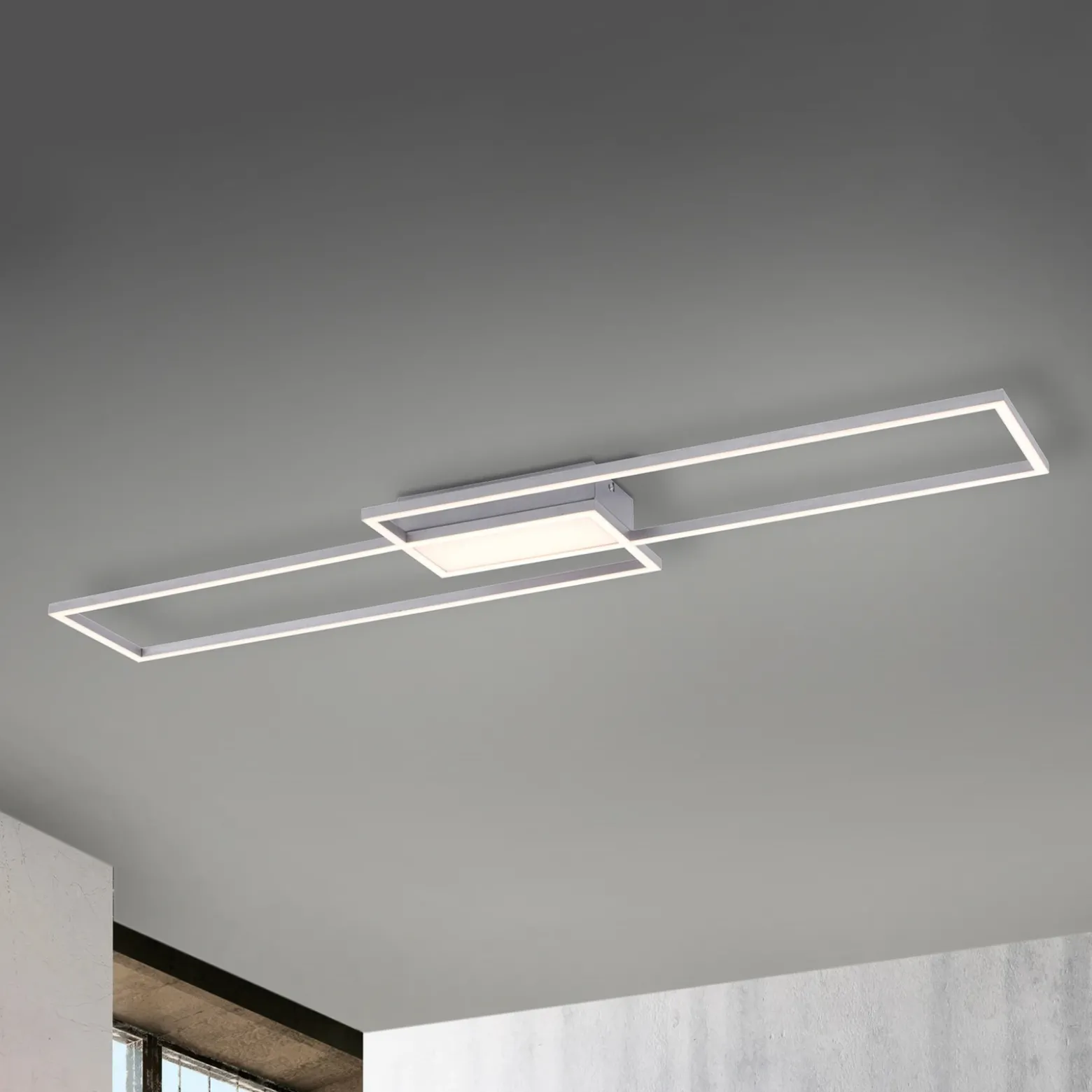 Plafón LED Asmin, CCT, acero, 109,5x25,7cm