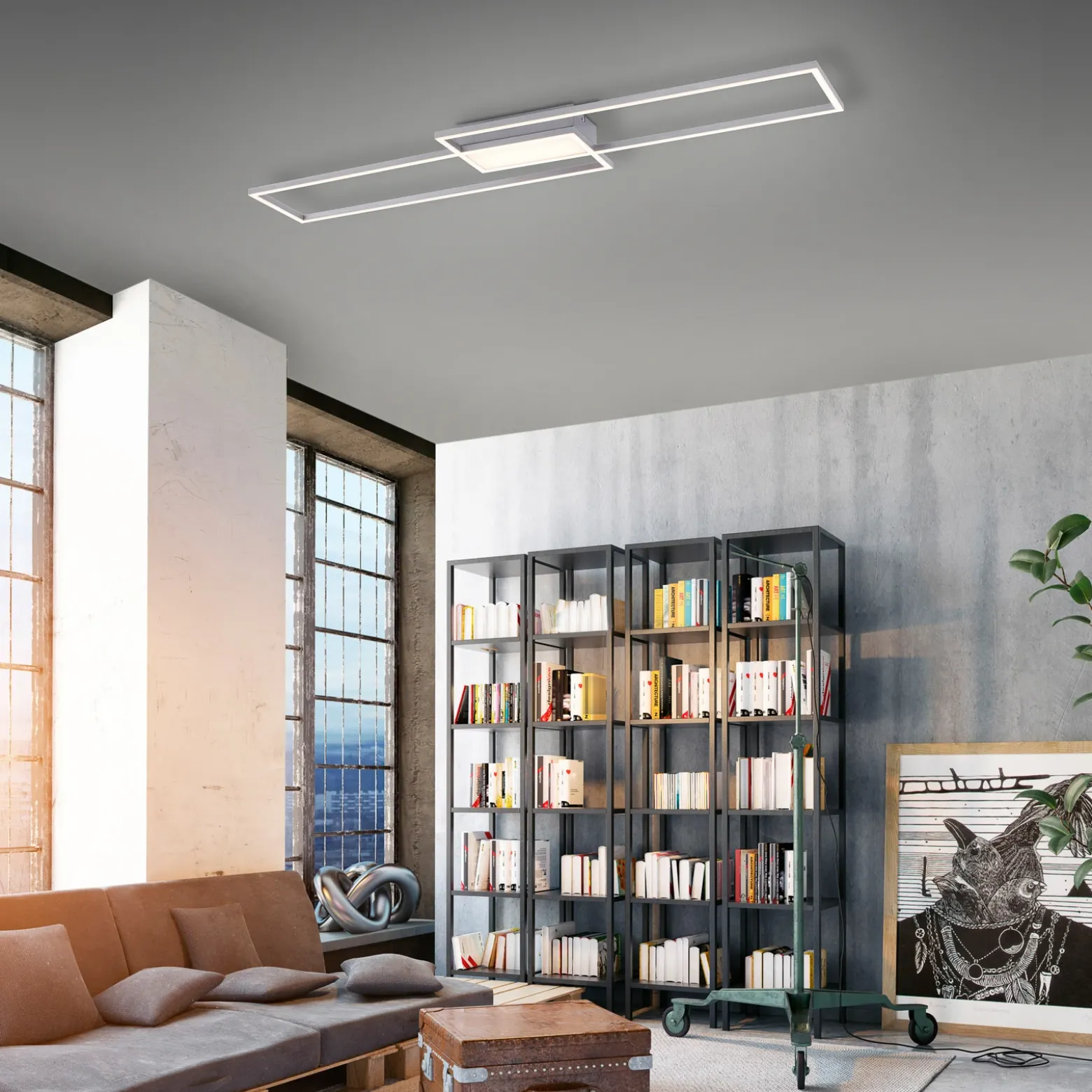Plafón LED Asmin, CCT, acero, 109,5x25,7cm