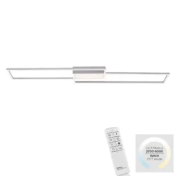 Plafón LED Asmin, CCT, acero, 109,5x25,7cm