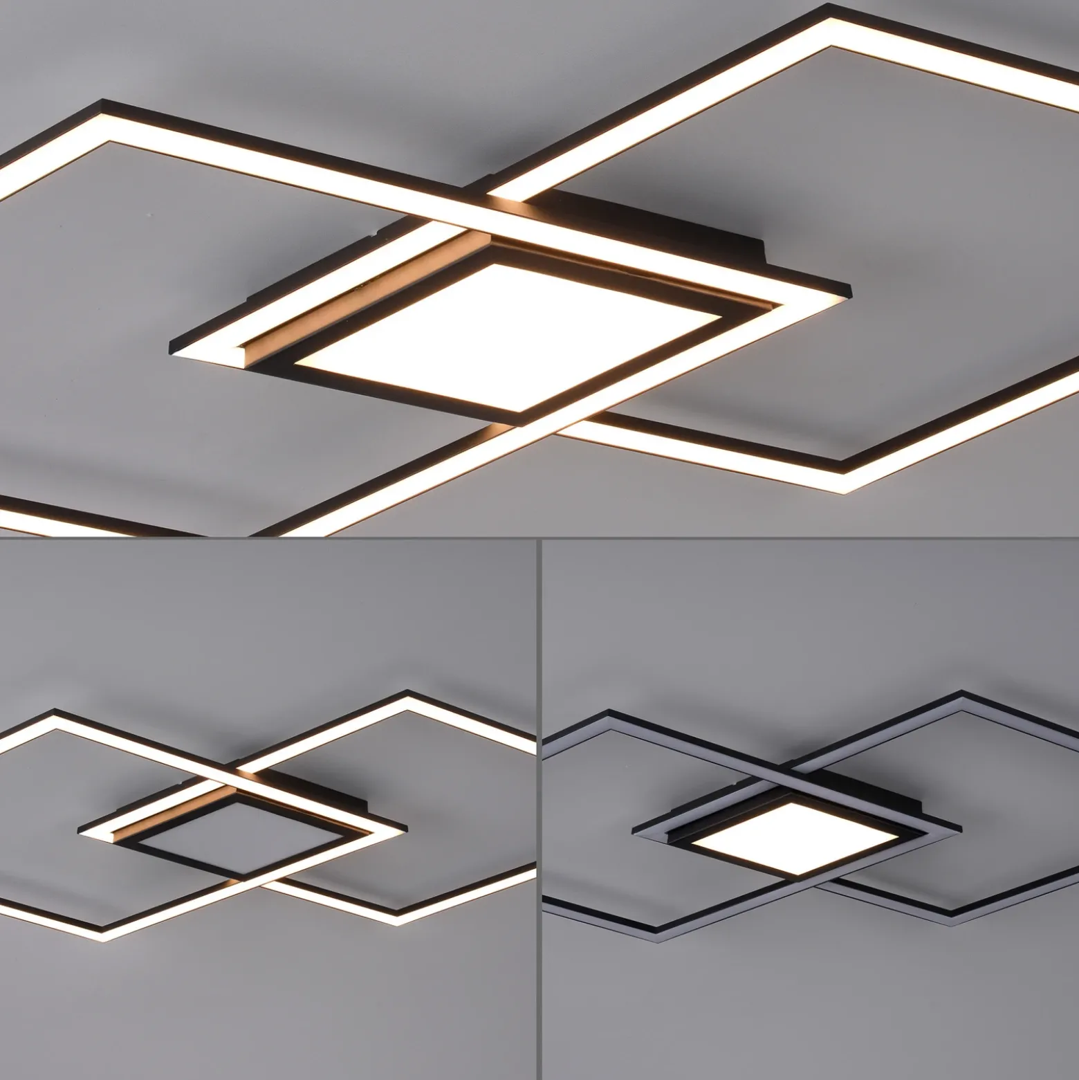 Plafón LED Asmin, CCT, negro, 106 x 37 cm