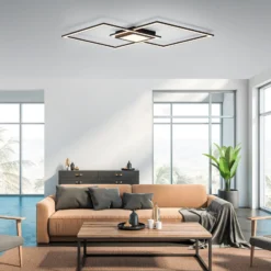 Plafón LED Asmin, CCT, negro, 106 x 37 cm
