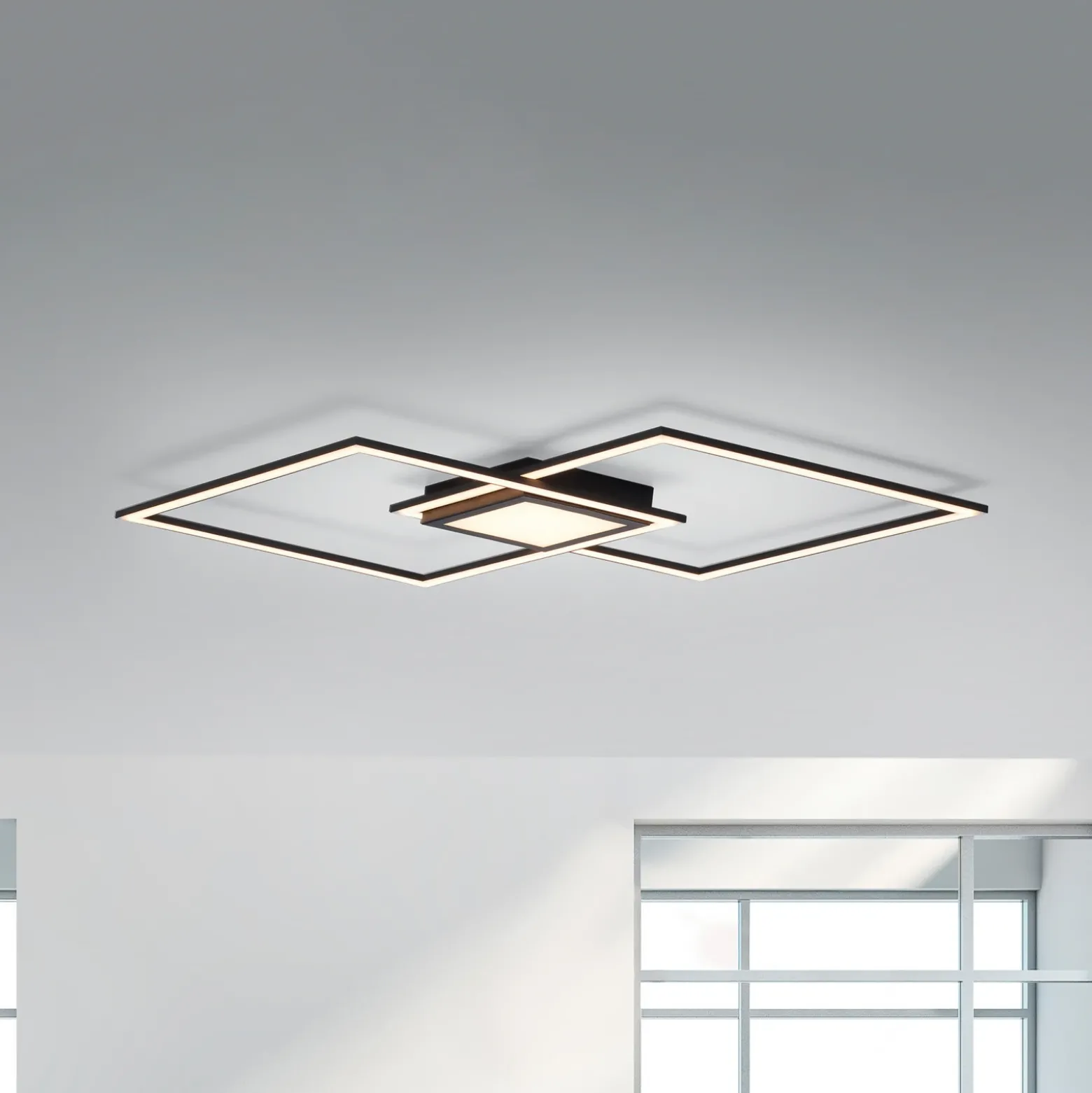 Plafón LED Asmin, CCT, negro, 106 x 37 cm