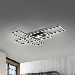 Plafón LED Asmin, CCT, negro, 98,9x69,4 cm