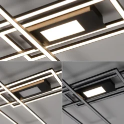 Plafón LED Asmin, CCT, negro, 98,9x69,4 cm