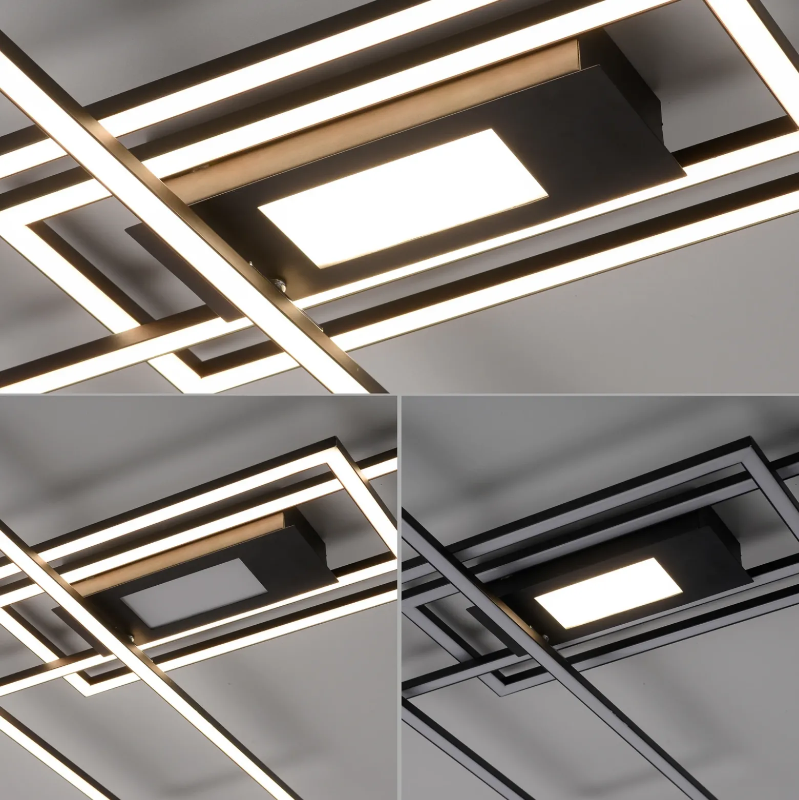 Plafón LED Asmin, CCT, negro, 98,9x69,4 cm