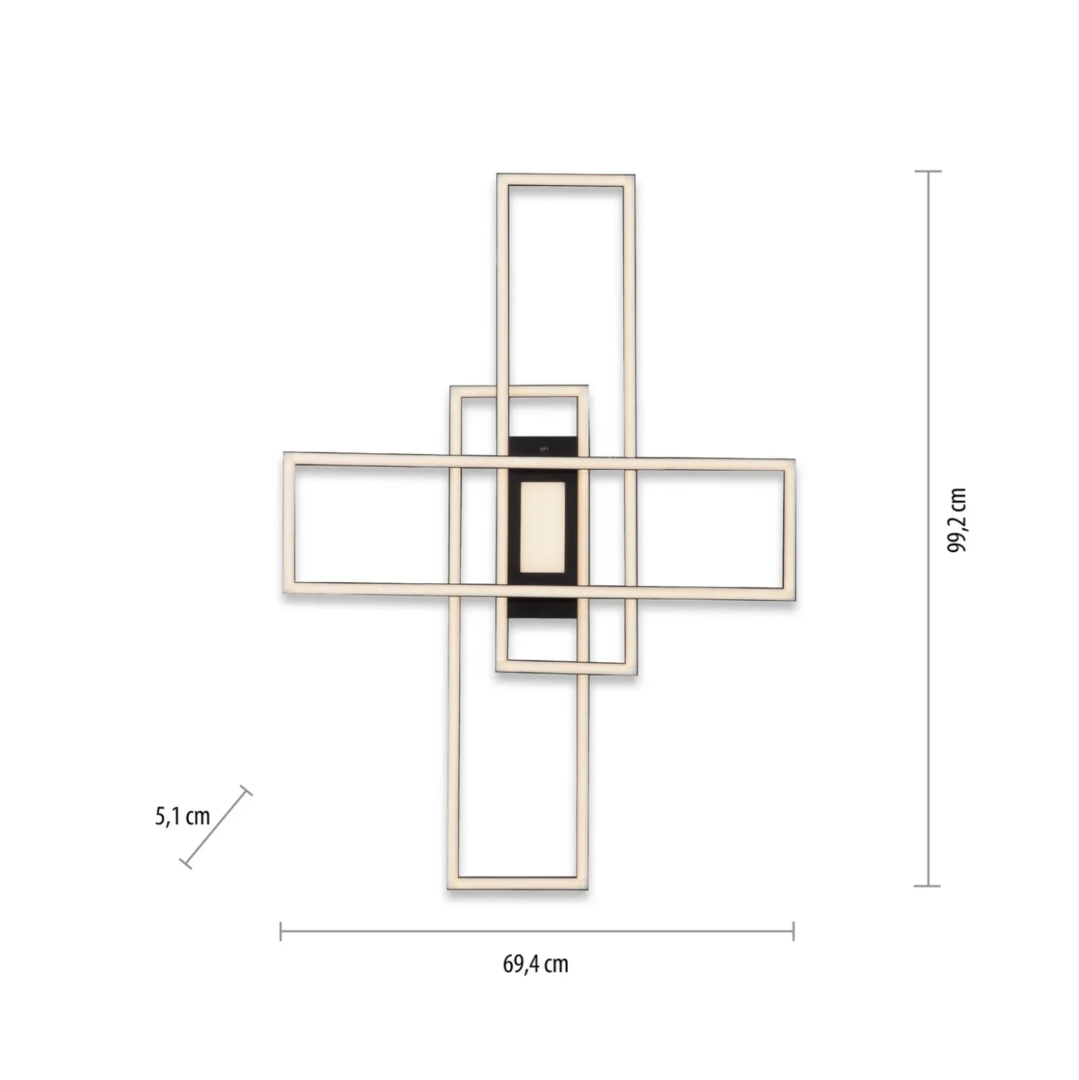 Plafón LED Asmin, CCT, negro, 98,9x69,4 cm