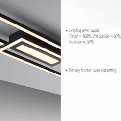 Plafón LED Asmin, CCT, negro, 95x17,5cm