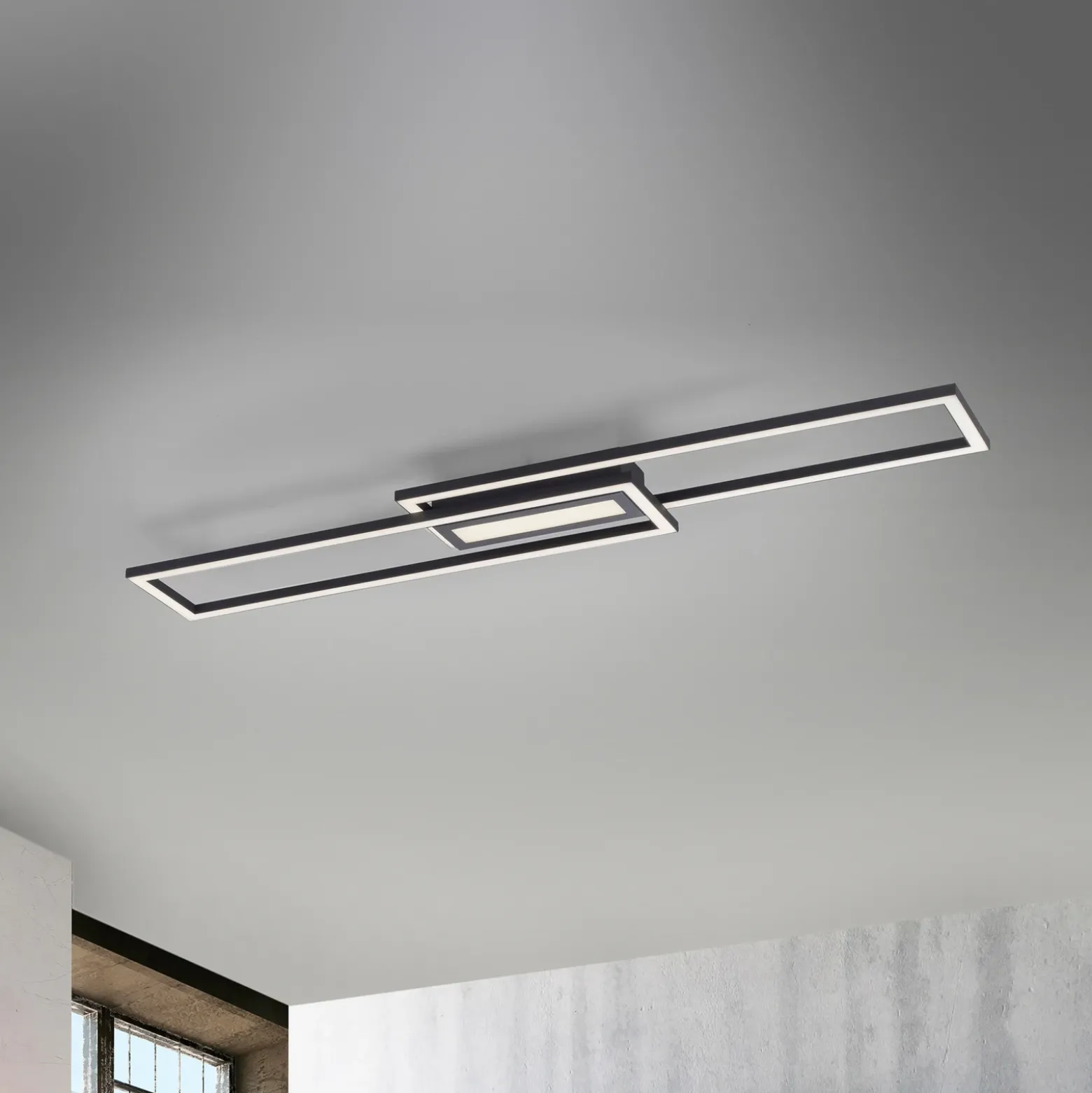 Plafón LED Asmin, CCT, negro, 95x17,5cm