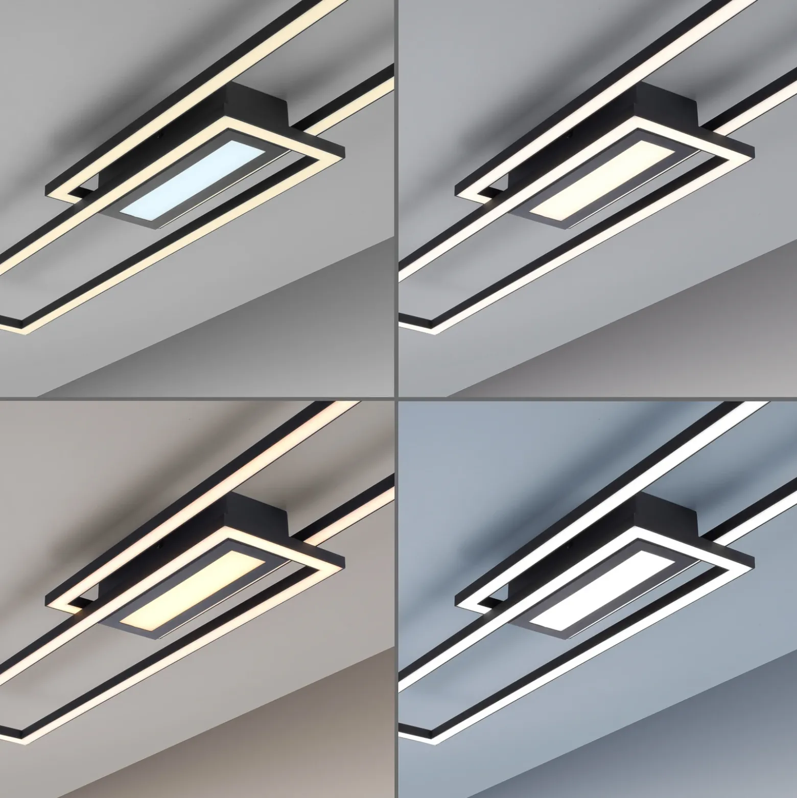 Plafón LED Asmin, CCT, negro, 95x17,5cm