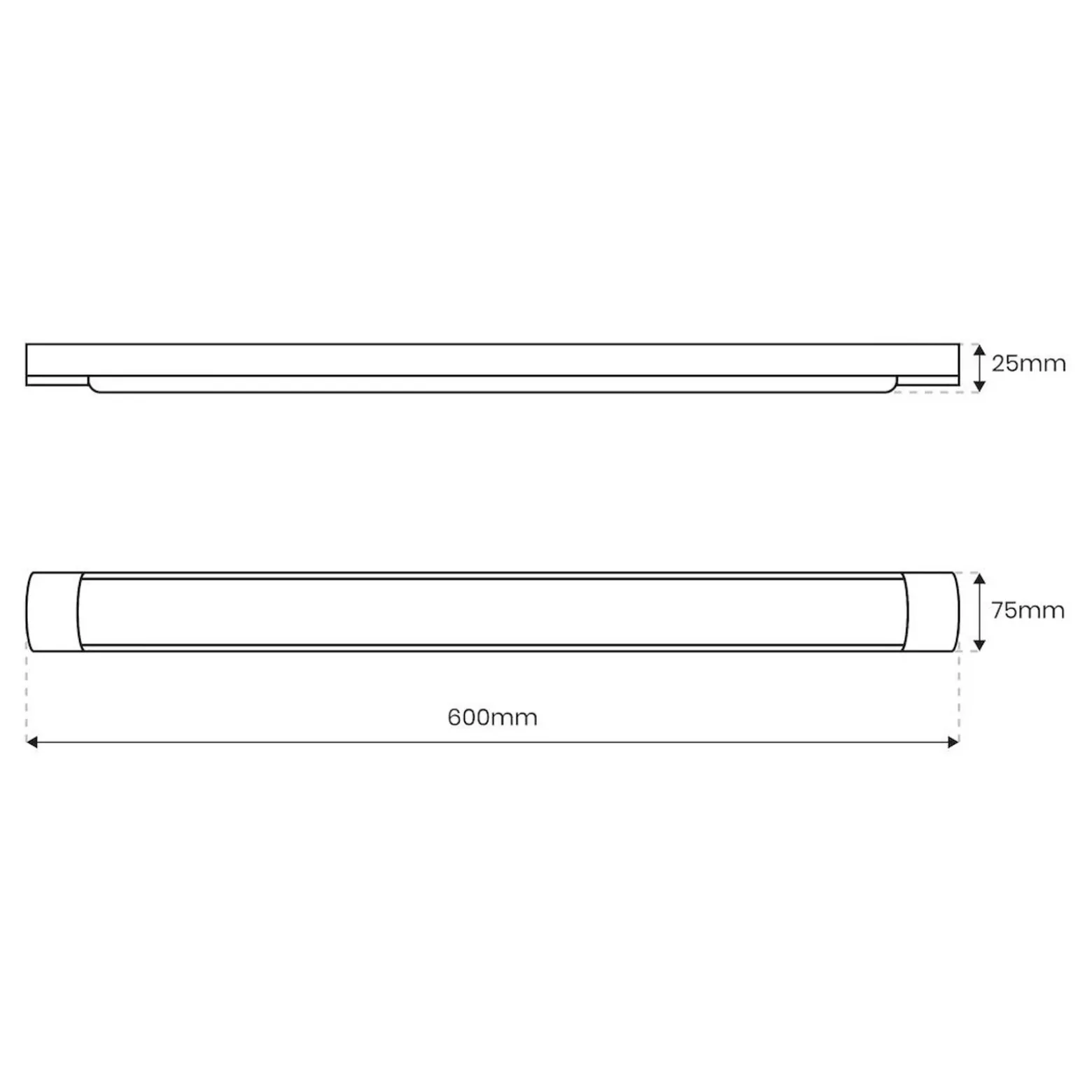 Plafón LED Batten, longitud 60 cm, aluminio, negro, 4000 K