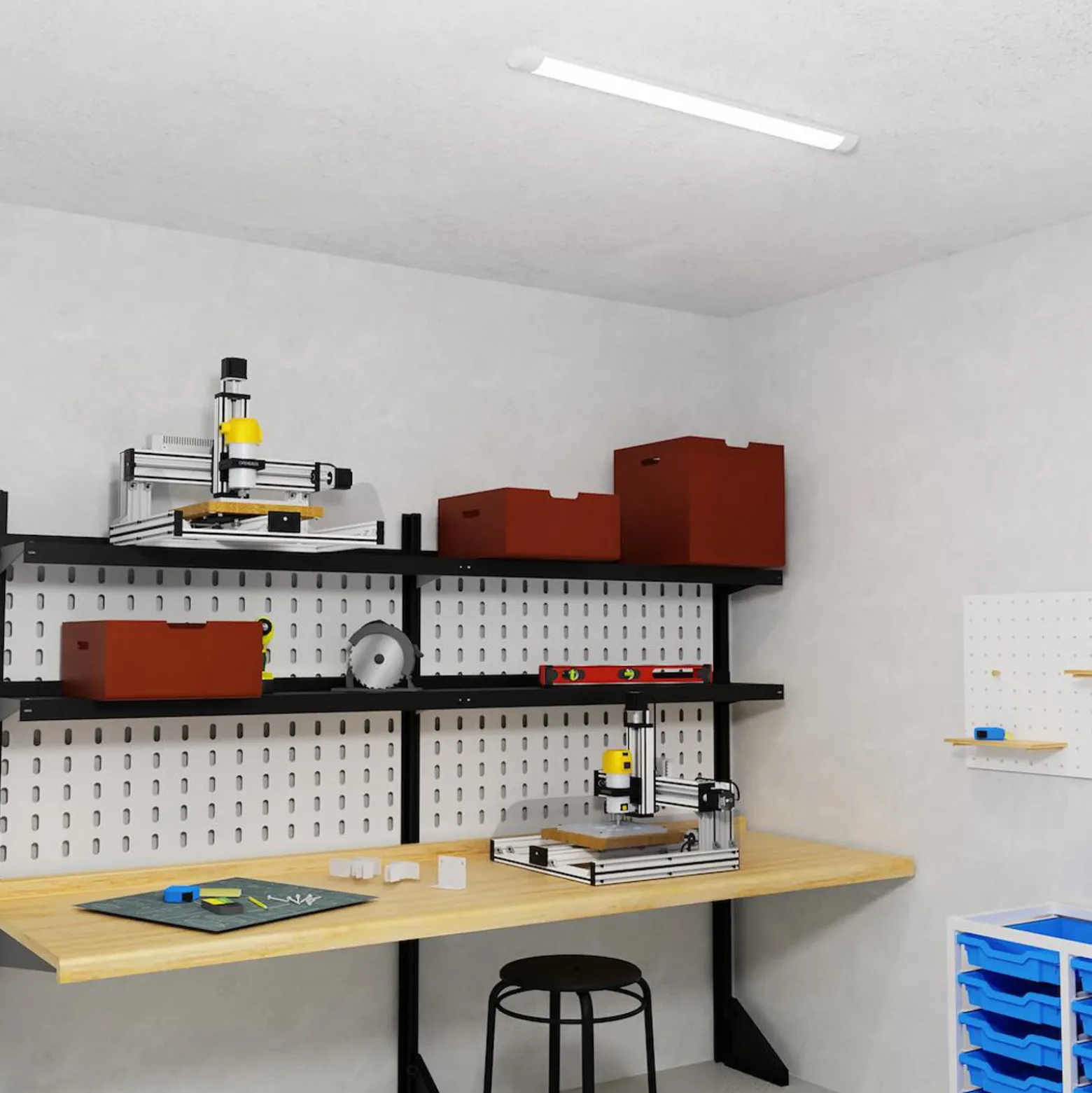 Plafón LED Batten, longitud 90 cm, aluminio, blanco, 4000 K