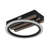 Plafón LED Blevins, negro mate/efecto madera, Ø 25 cm