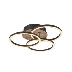 Plafón LED Circle 3 luces control remoto madera