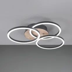 Plafón LED Circle 3 luces control remoto madera
